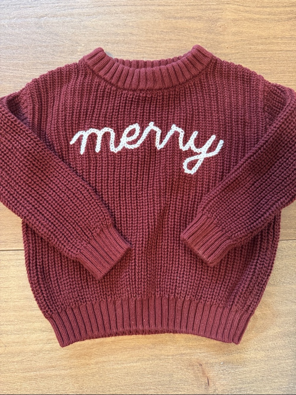 Toddler Burgundy 'Merry' Knit Sweater